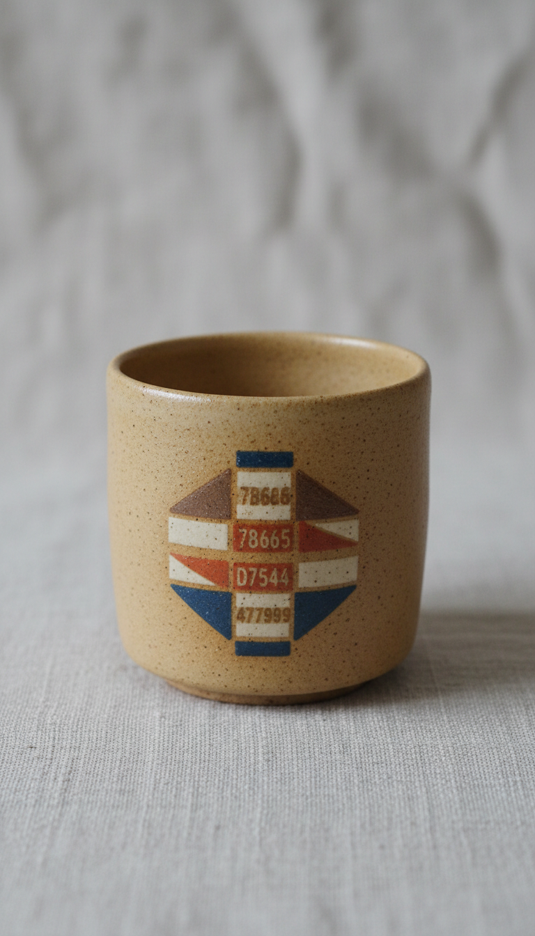 Minimalist ceramic mug with line art
