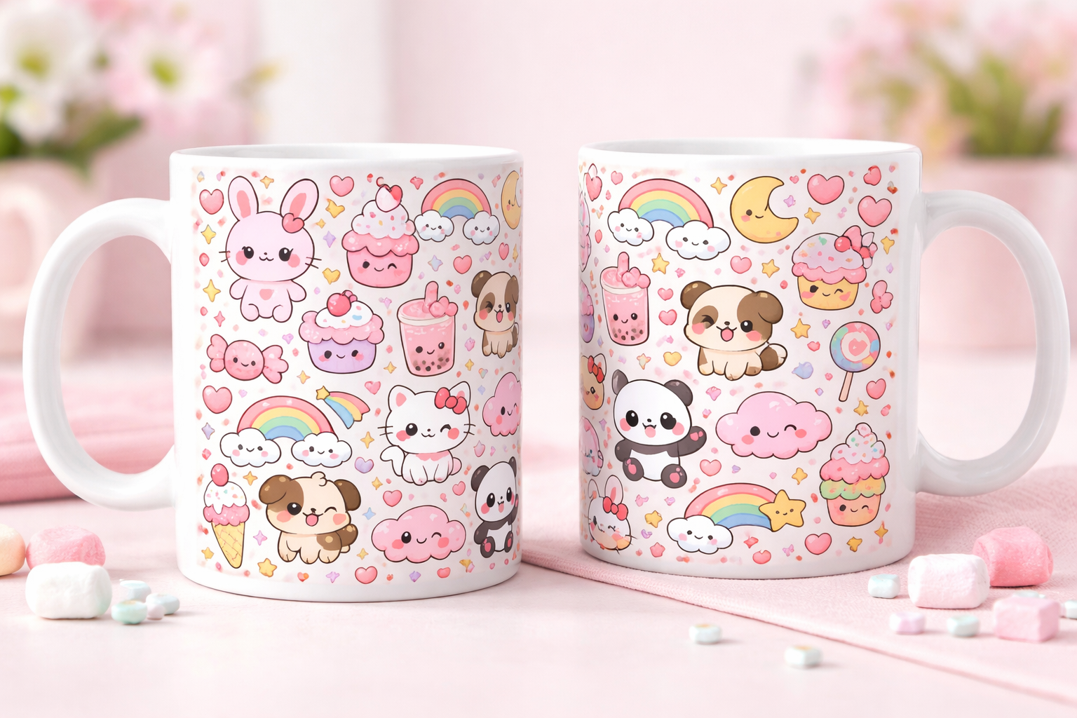 Kawaii Cuties - Glossy White Ceramic Mug 11oz