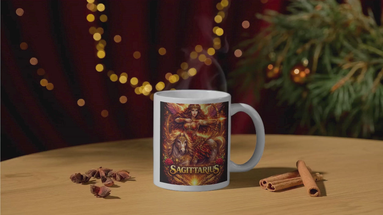 Sagittarius Zodiac White Glossy Mug