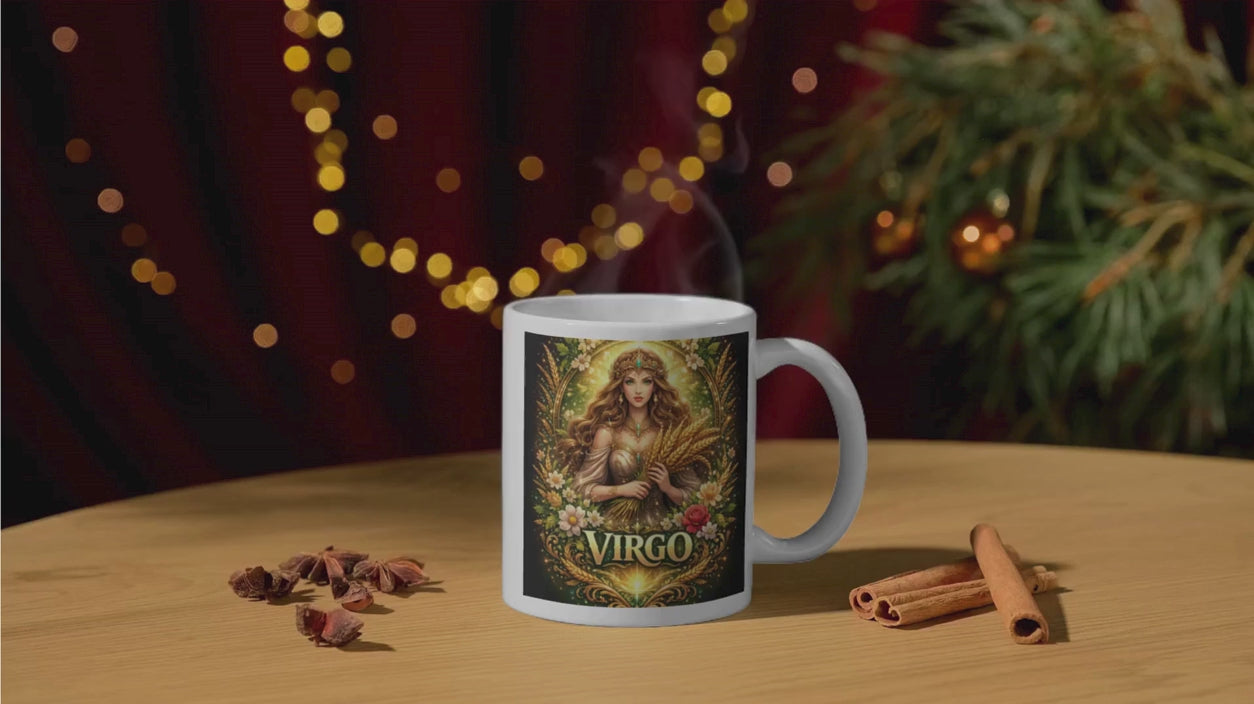 Virgo Zodiac White Glossy Mug